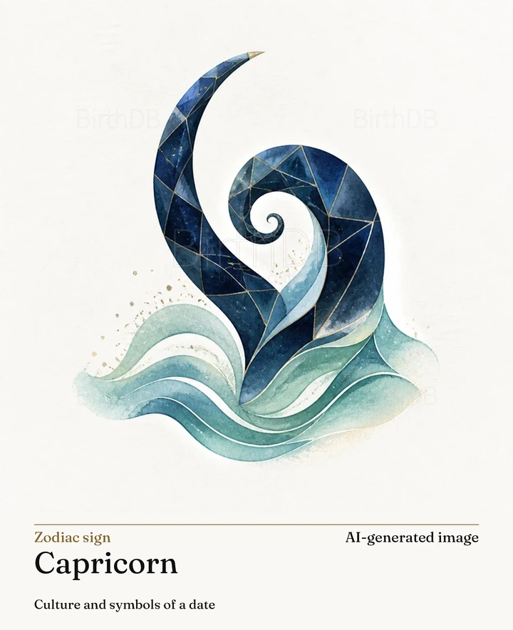 Capricorn — BirthDB symbolic illustration (AI-generated image)