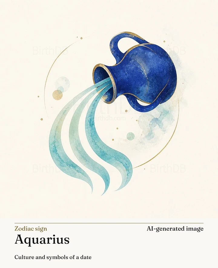 Aquarius — BirthDB symbolic illustration (AI-generated image)