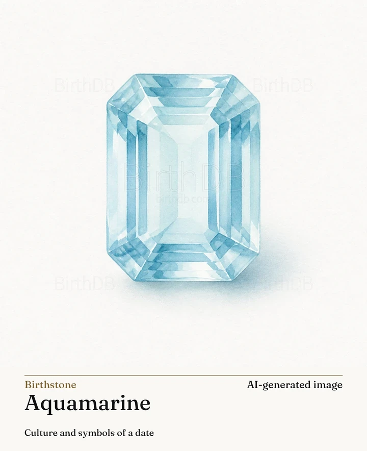 Aquamarine — BirthDB symbolic illustration (AI-generated image)