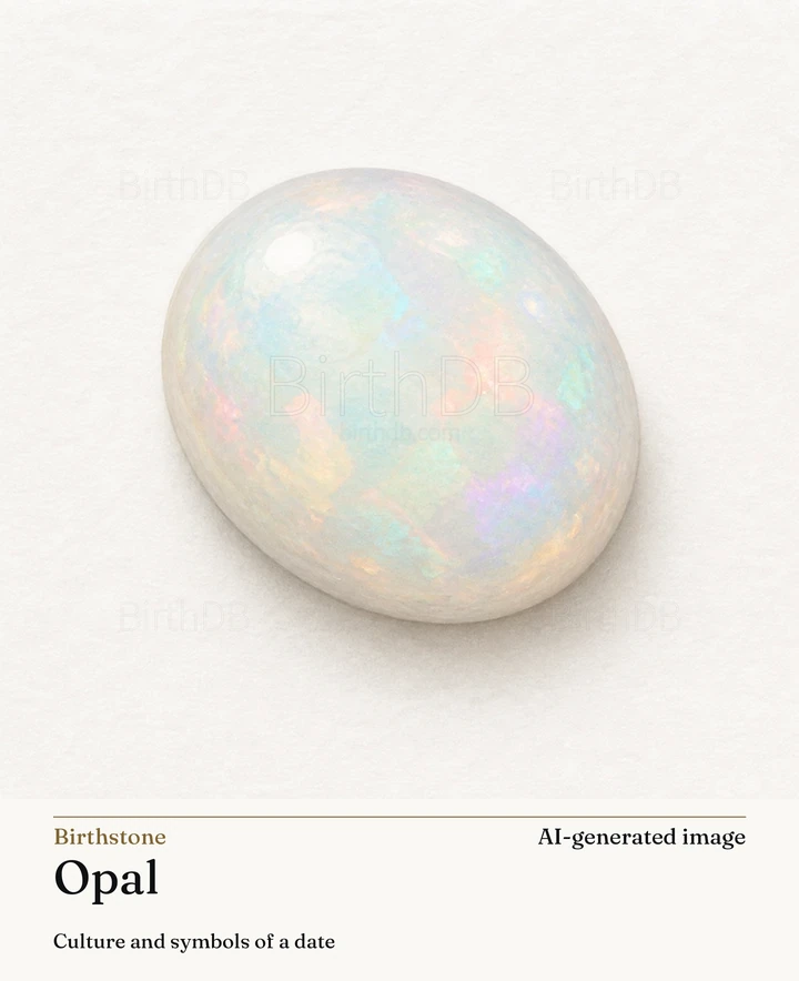 Opal — BirthDB symbolic illustration (AI-generated image)