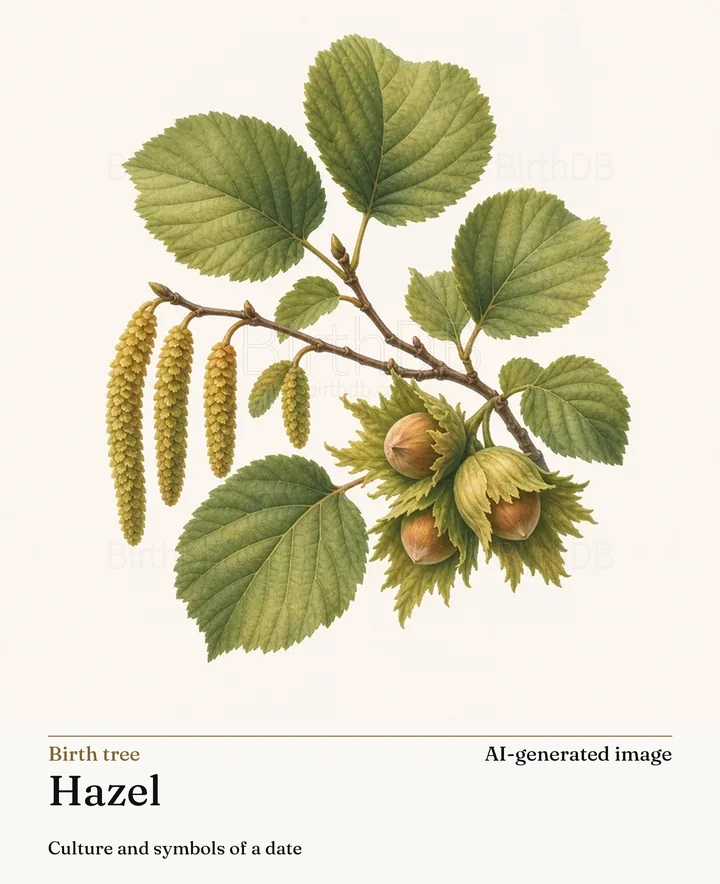 Hazel — BirthDB symbolic illustration (AI-generated image)