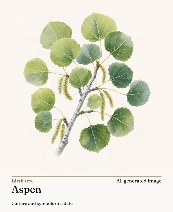 Aspen — BirthDB symbolic illustration (AI-generated image)